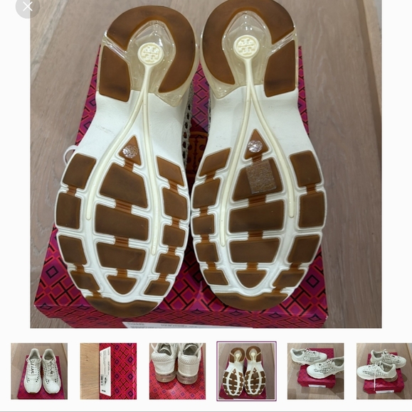 Tory Burch Cream White Sneakers with Woven Design - Picture 5 of 7